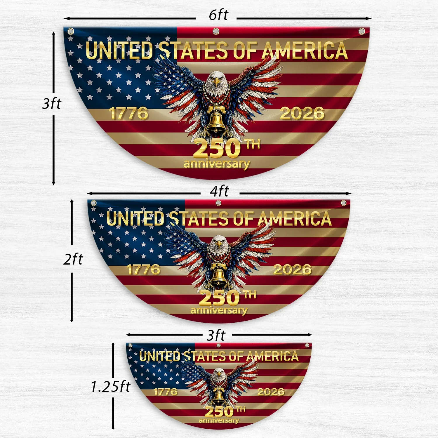 United States 250th Anniversary Patriotic Eagle Fan Flag