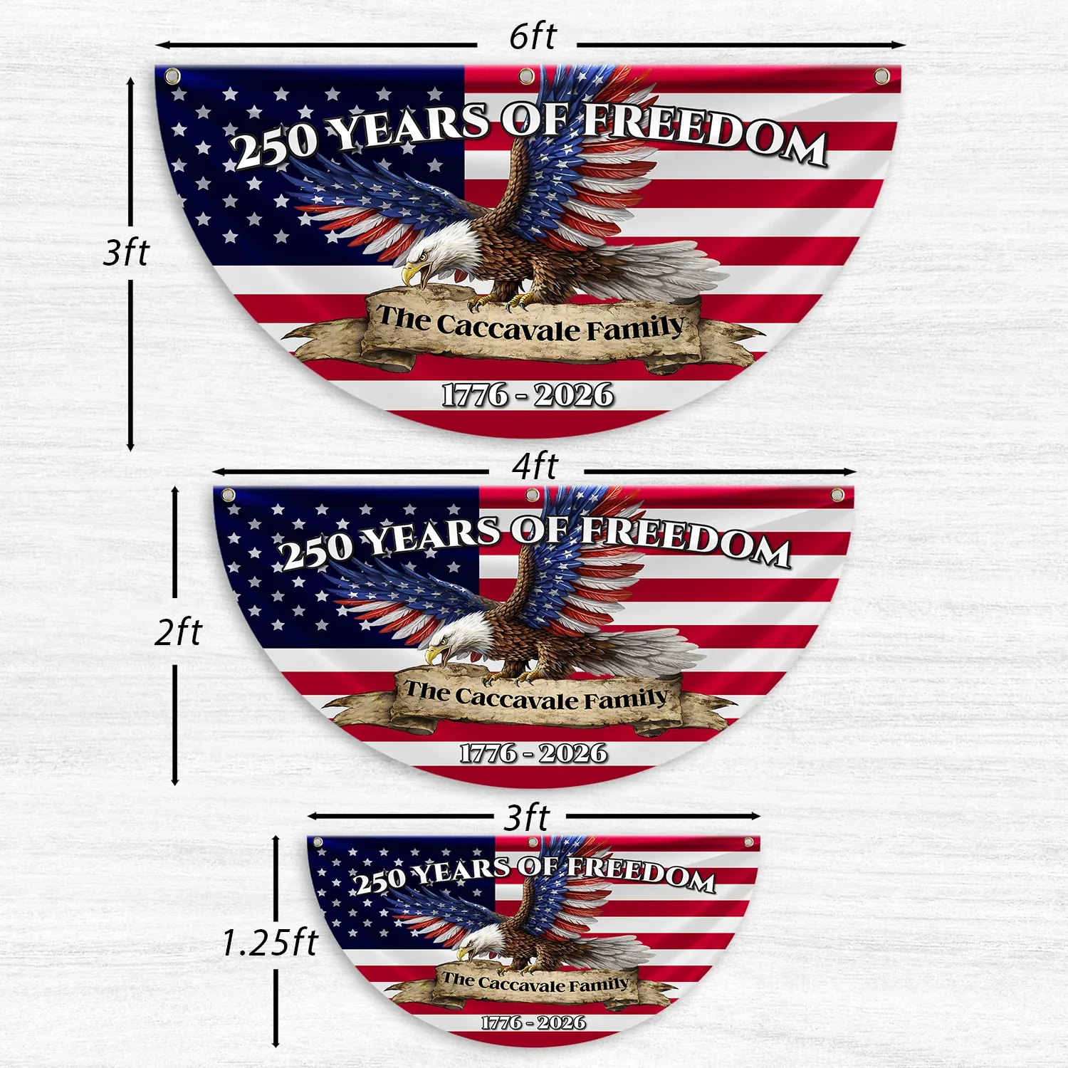 Personalized 250 Years of Freedom Eagle Fan Flag