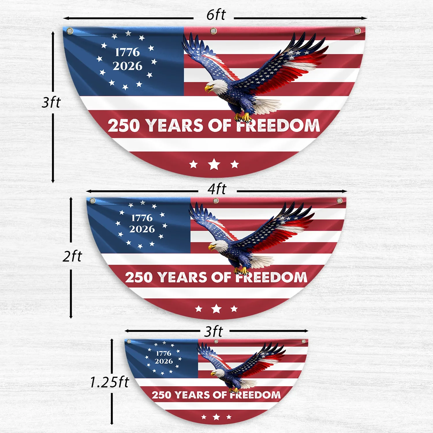 250 Years of Freedom Flying Eagle Patriotic Fan Flag