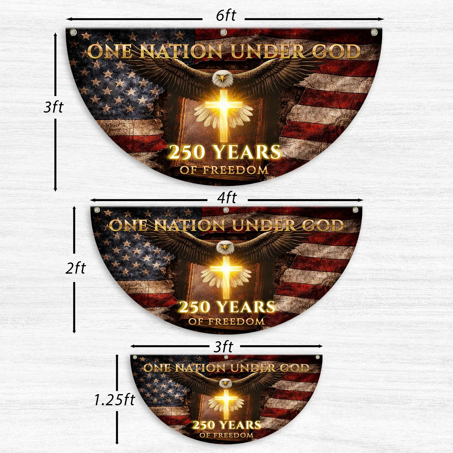 One Nation Under God 250 Years of Freedom Fan Flag