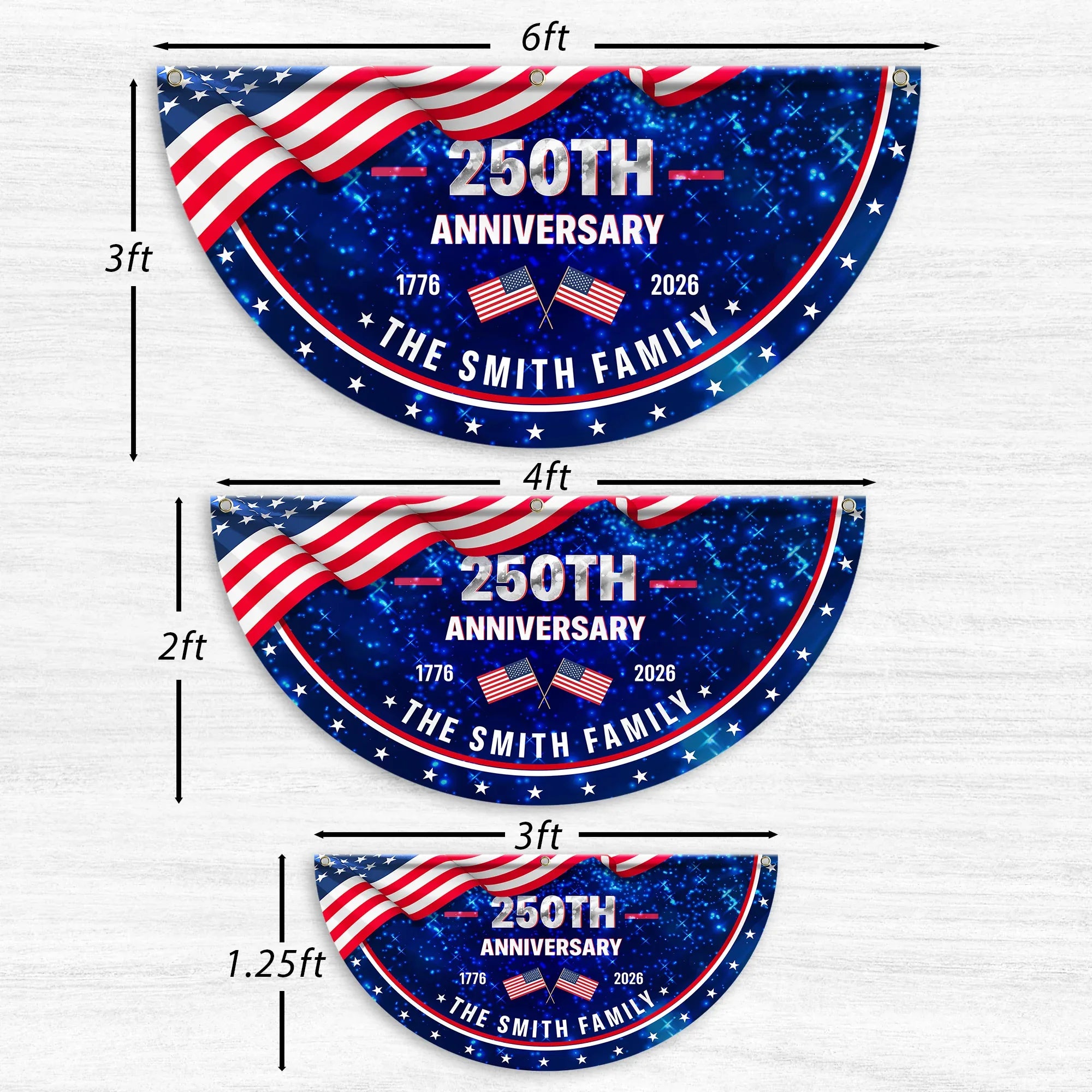 Personalized American Pride 250th Anniversary Fan Flag