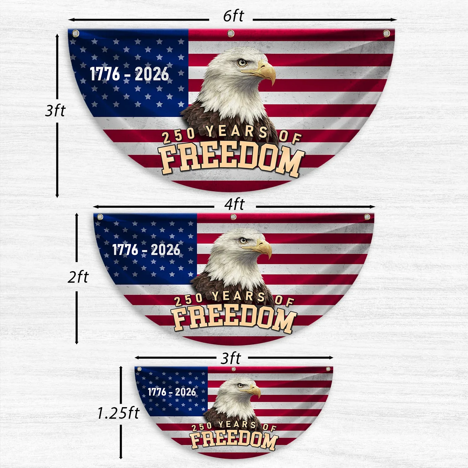 250 Years of Freedom Patriotic Eagle Fan Flag