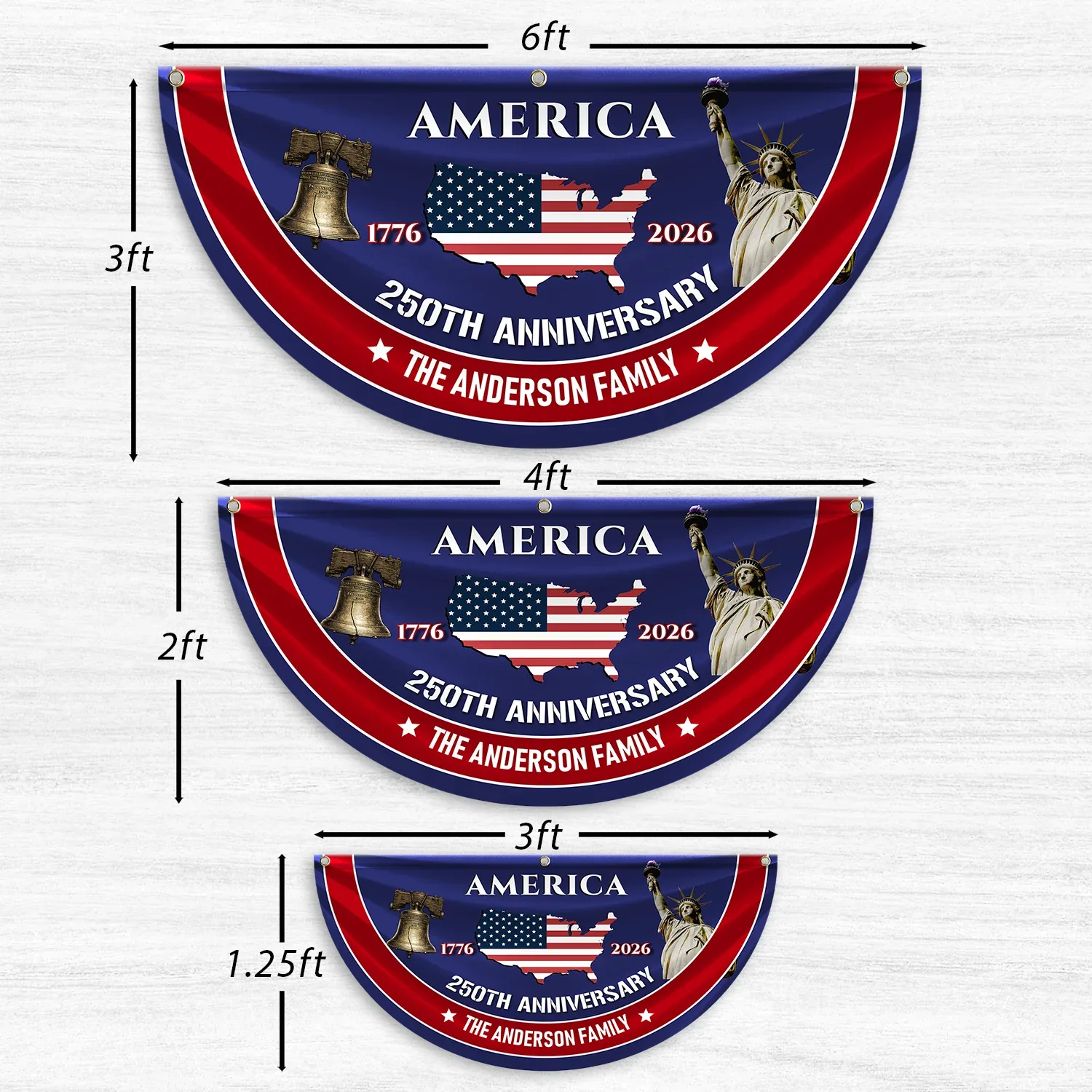 Personalized America 250th Anniversary Patriotic Fan Flag