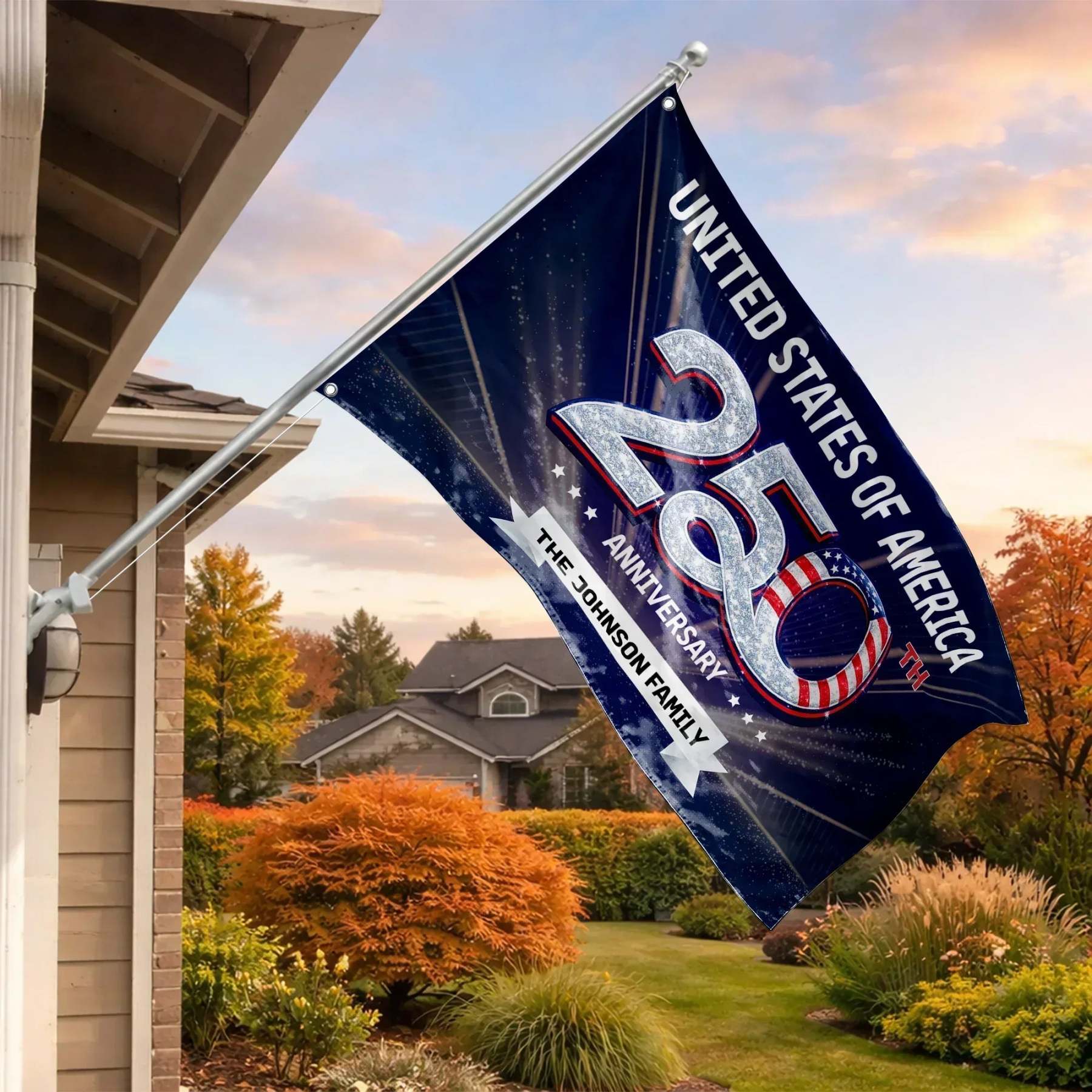 Personalized United States 250th Anniversary House Flag
