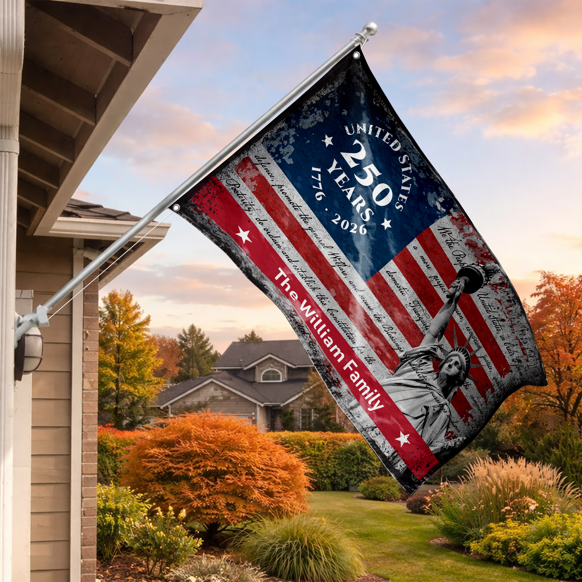 Personalized We The People 250th Anniversary House Flag