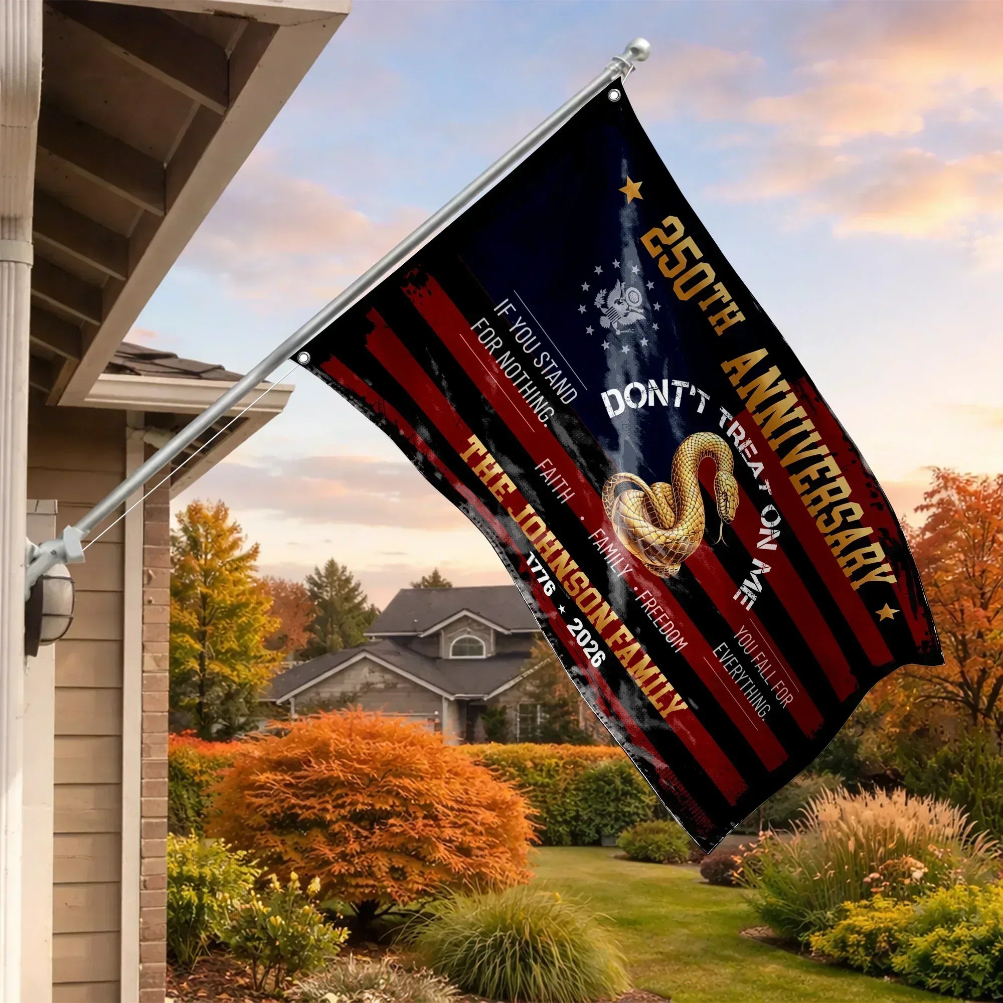 Personalized Don't Treat On Me 250th Anniversary House Flag