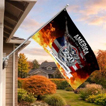 Personalized America 250 Home of the Brave House Flag