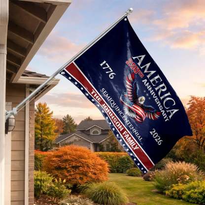 Personalized America 250th Anniversary Semiquincentennial House Flag