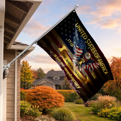 Personalized 250th Anniversary Patriotic Eagle House Flag