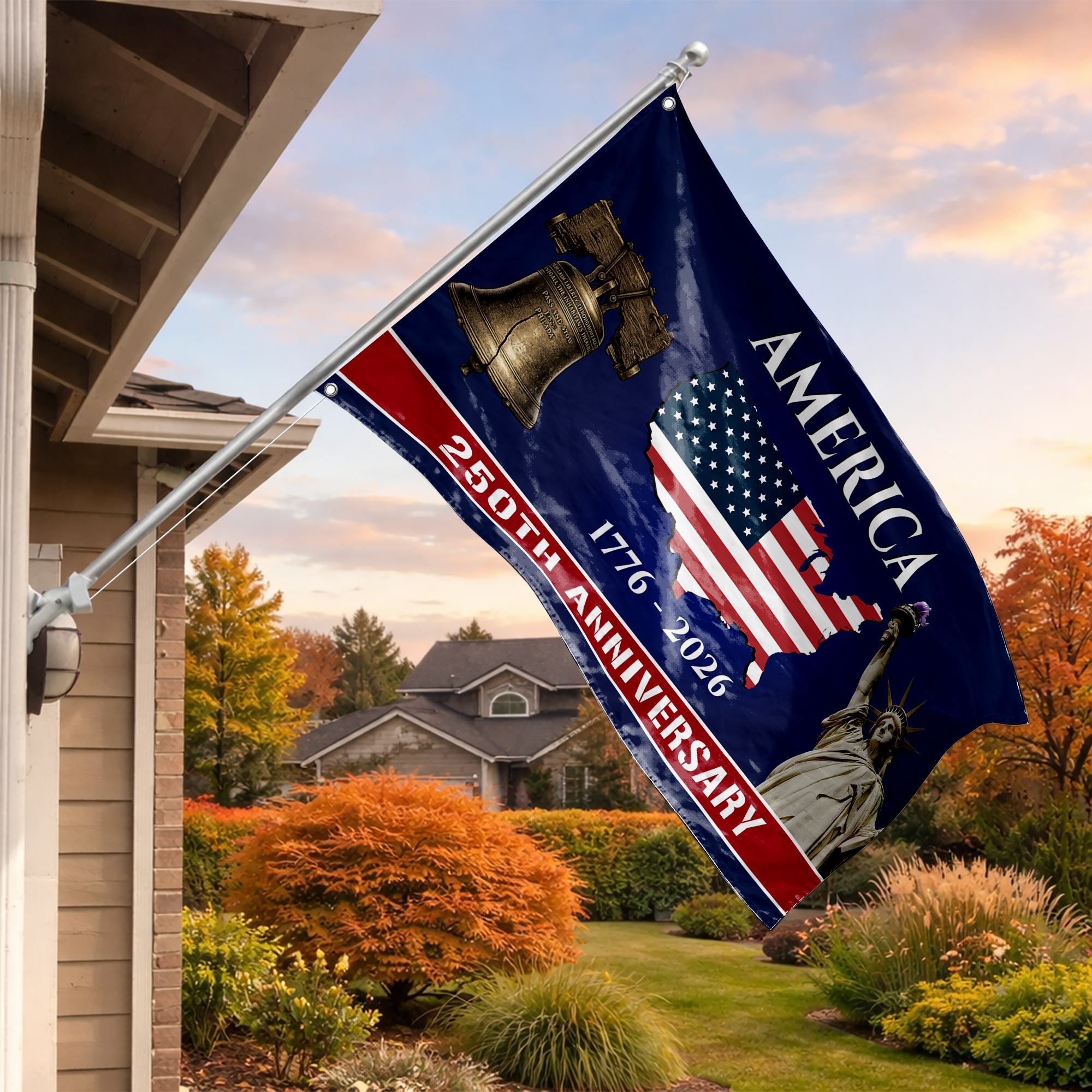 Personalized America 250th Anniversary Patriotic House Flag
