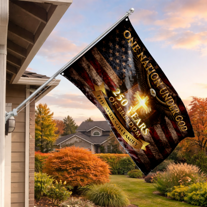 Personalized One Nation Under God 250 Years of Freedom House Flag