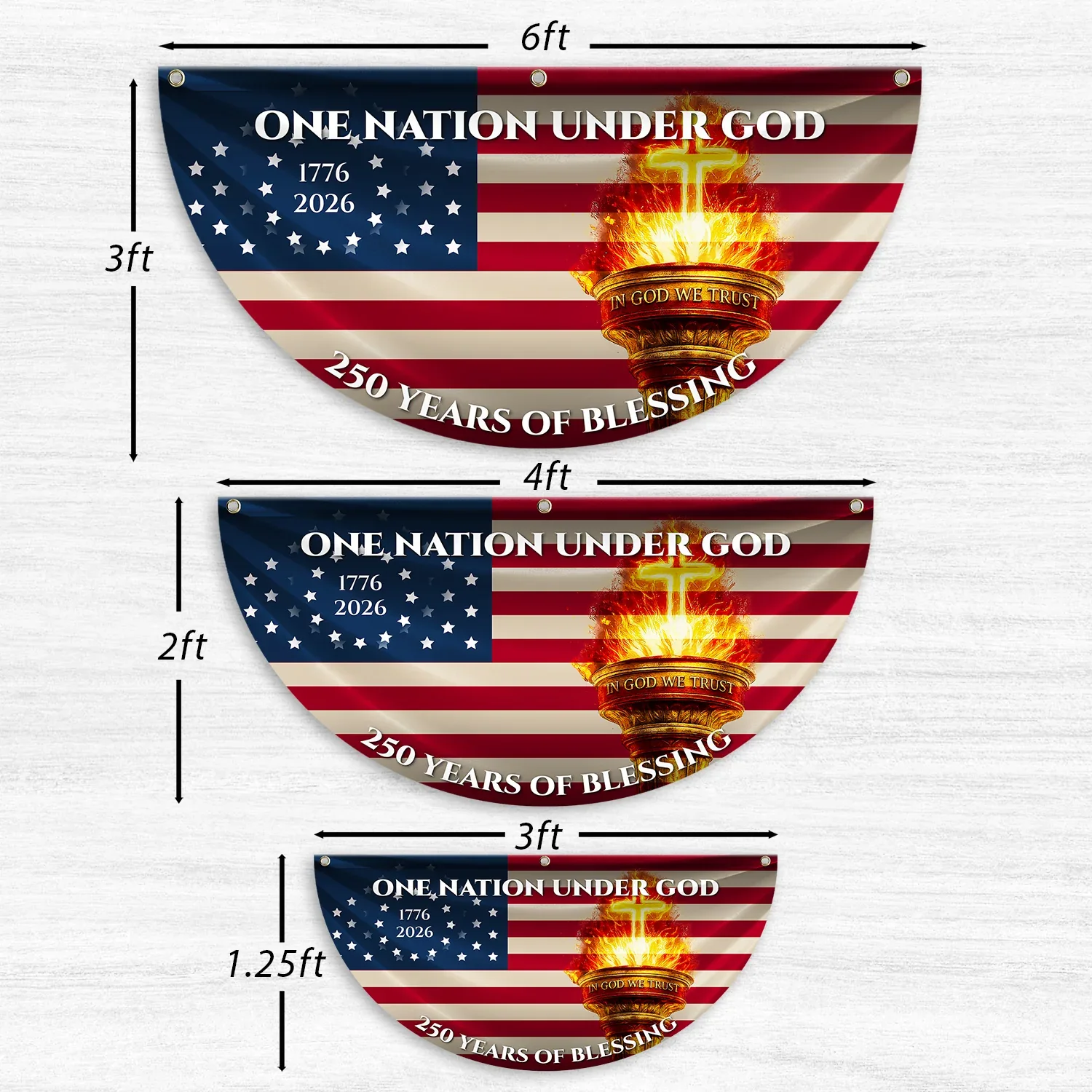 One Nation Under God 250 Years of Blessing Fan Flag