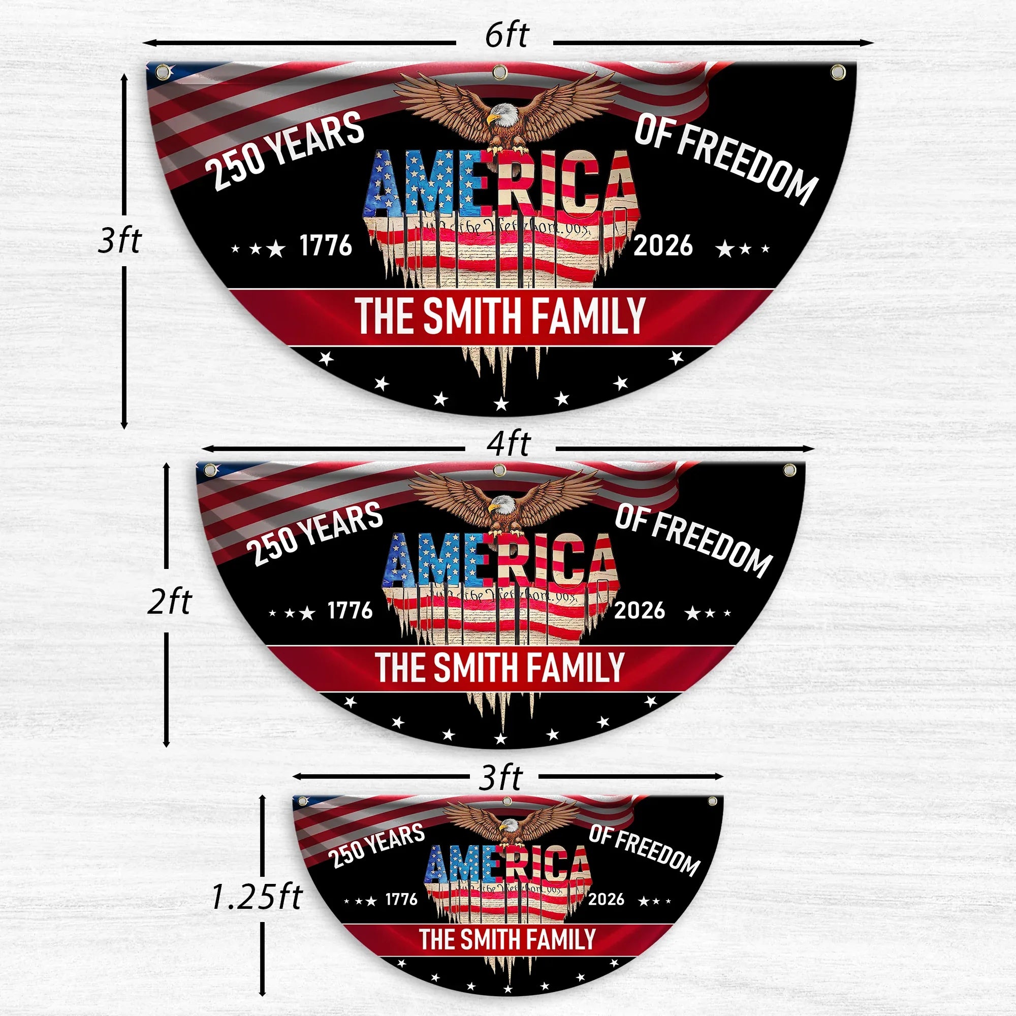 Personalized 250 Years of Freedom Patriotic Fan Flag