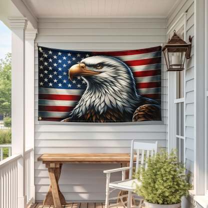Patriotic Eagle American Grommet Flag