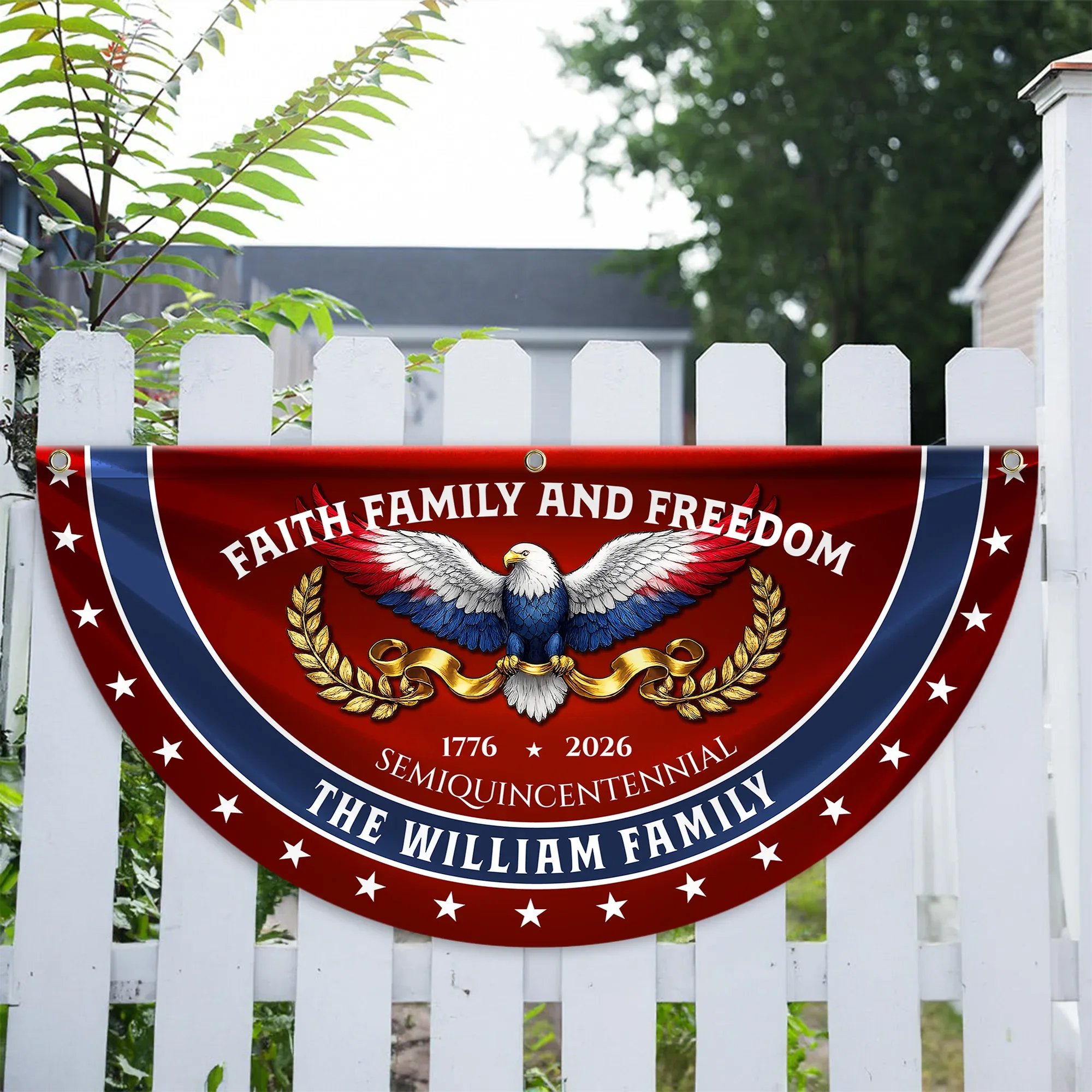 Personalized Faith Family Freedom Patriotic Fan Flag