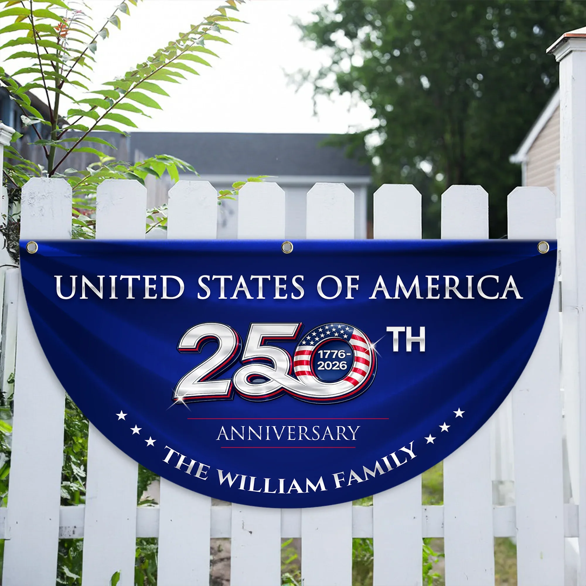 Personalized United States 250th Anniversary Patriotic Fan Flag
