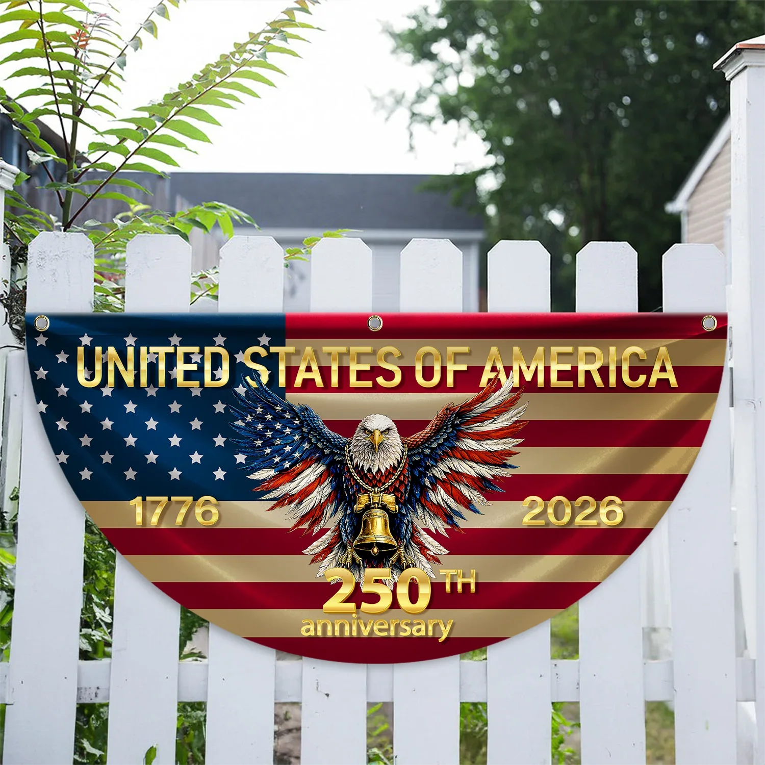 United States 250th Anniversary Patriotic Eagle Fan Flag