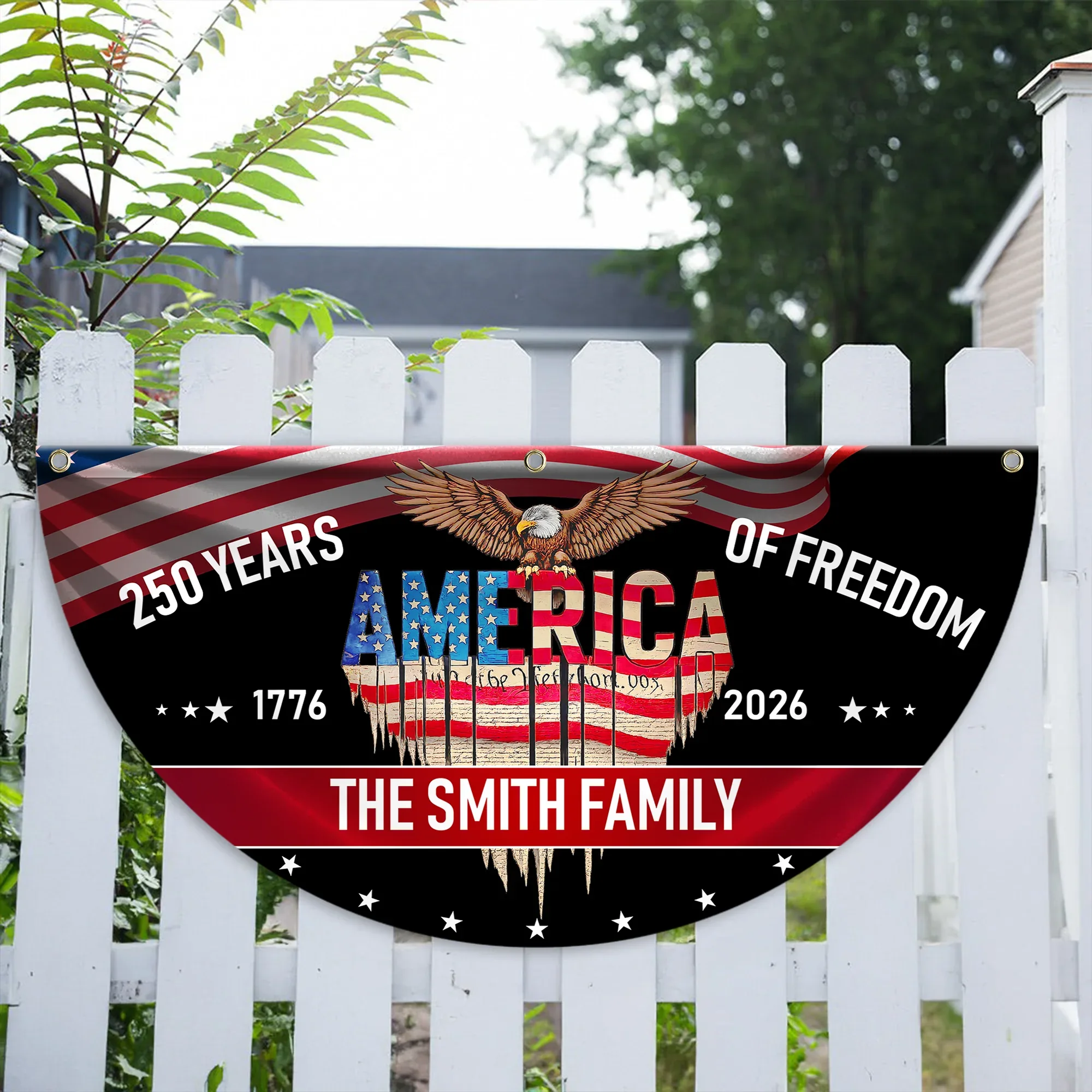 Personalized 250 Years of Freedom Patriotic Fan Flag