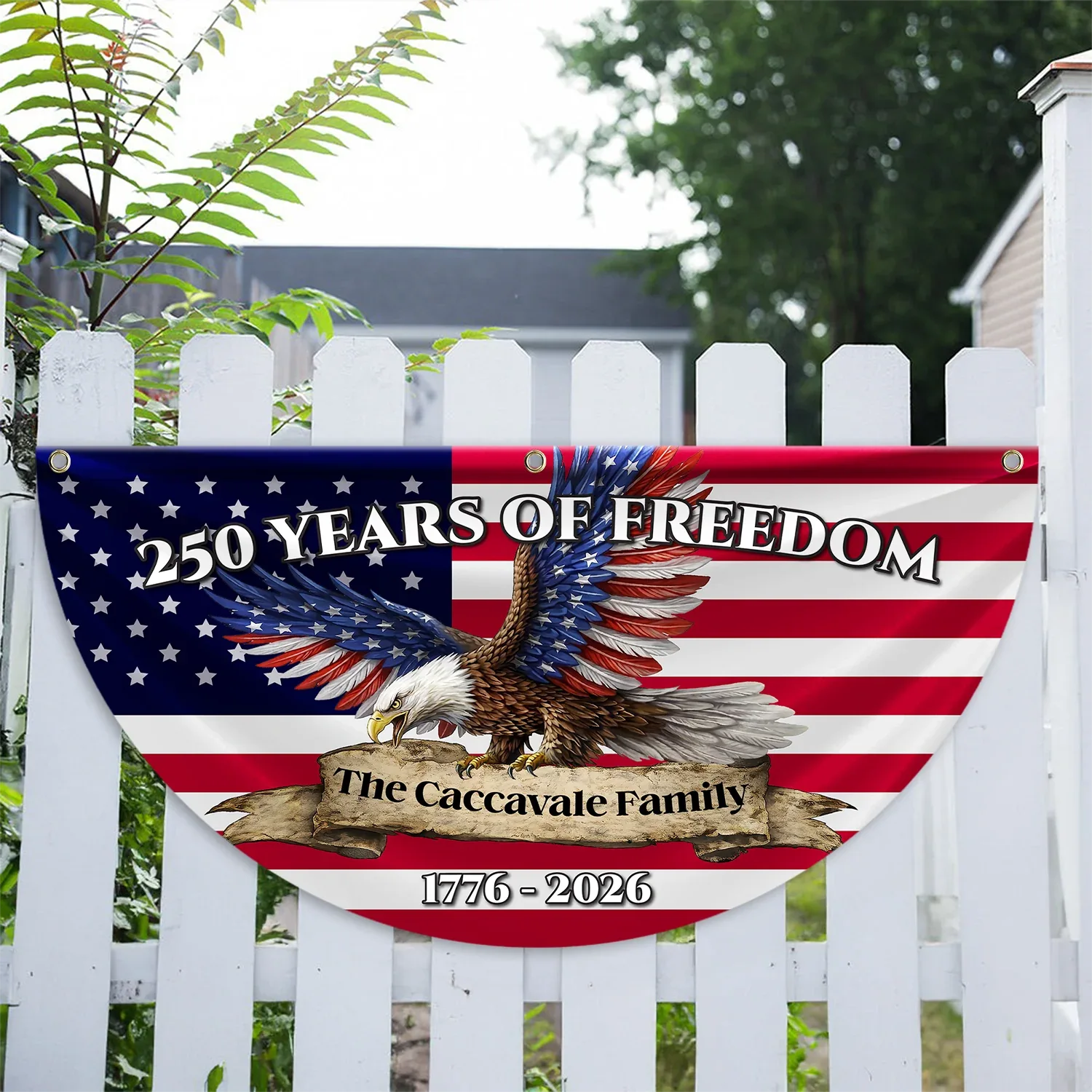 Personalized 250 Years of Freedom Eagle Fan Flag