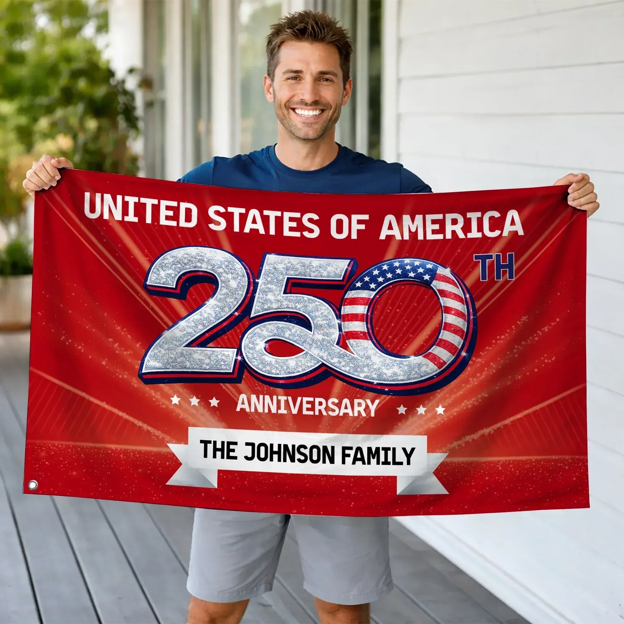 Personalized United States 250th Anniversary House Flag