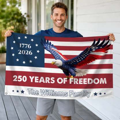 Personalized 250 Years of Freedom Eagle House Flag