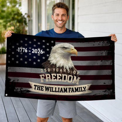 Personalized 250 Years of Freedom Vintage Eagle House Flag
