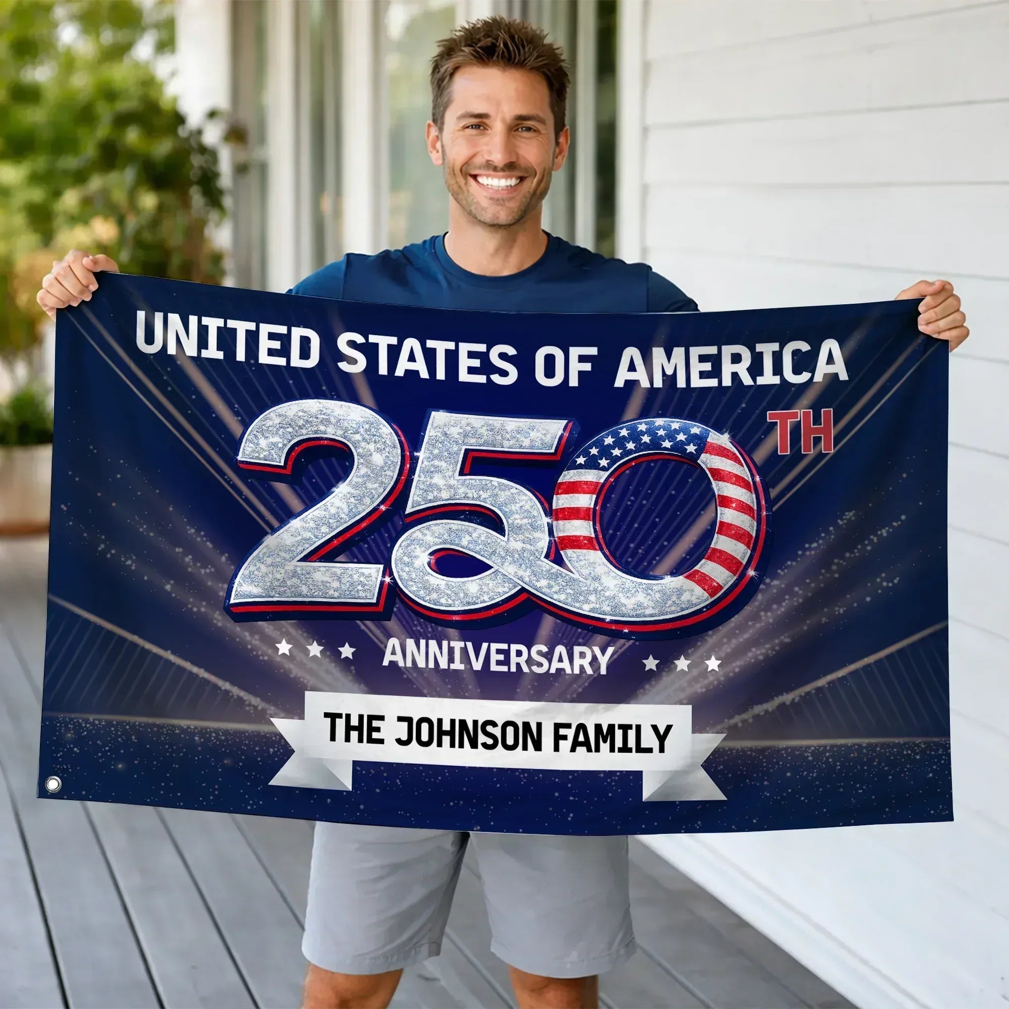 Personalized United States 250th Anniversary House Flag