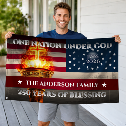 Personalized One Nation Under God Torch House Flag
