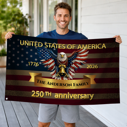 Personalized 250th Anniversary Patriotic Eagle House Flag