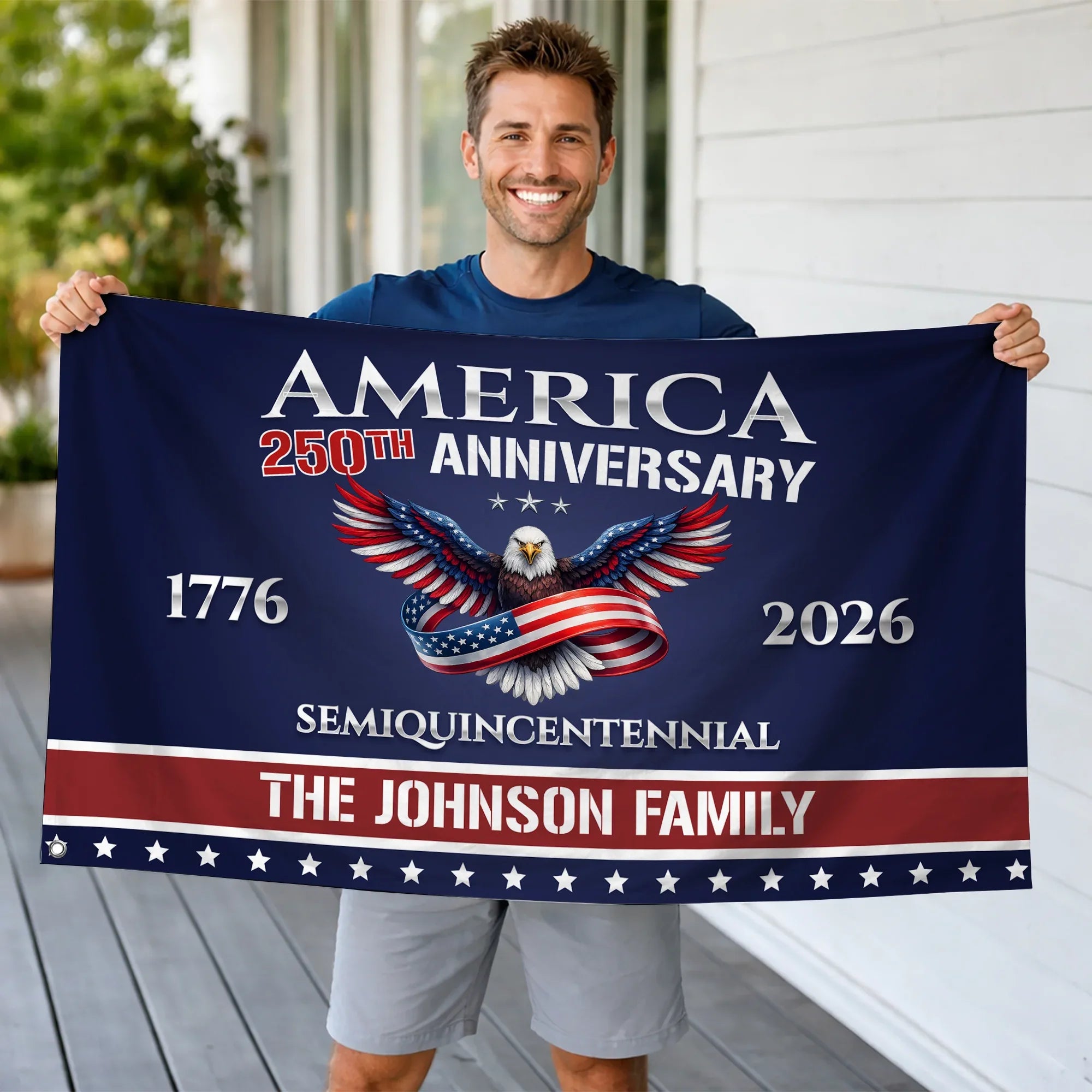 Personalized America 250th Anniversary Semiquincentennial House Flag