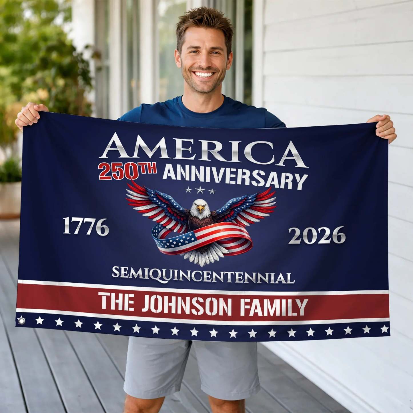Personalized America 250th Anniversary Semiquincentennial House Flag