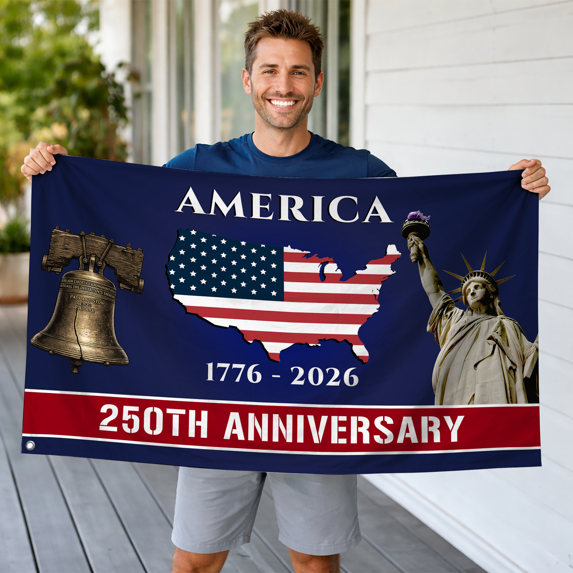 Personalized America 250th Anniversary Patriotic House Flag