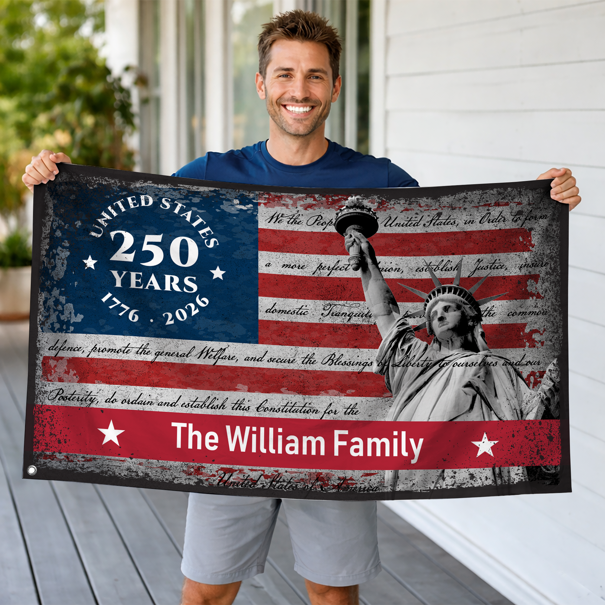 Personalized We The People 250th Anniversary House Flag