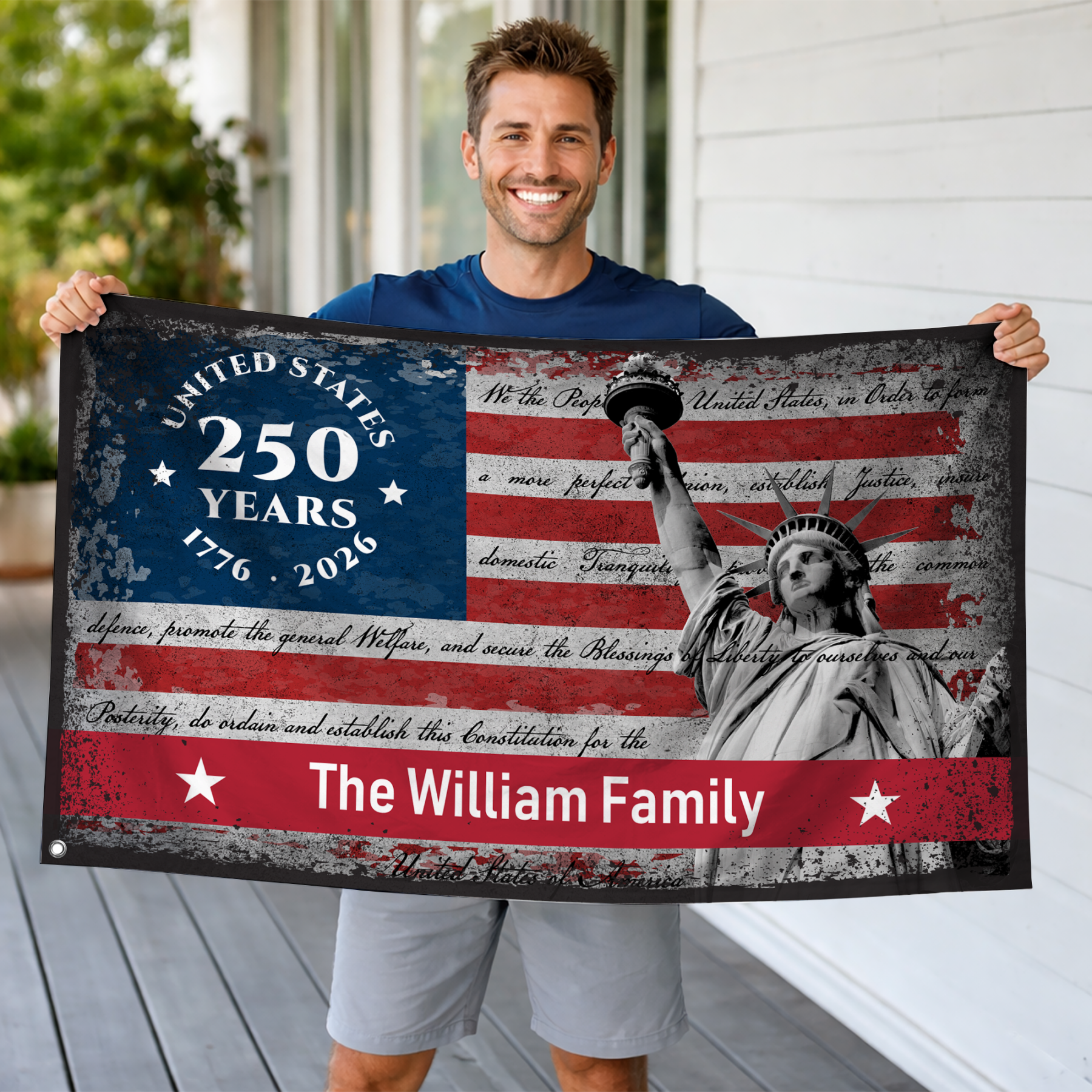 Personalized We The People 250th Anniversary House Flag