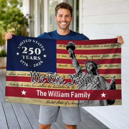 Personalized United States 250 Years Statue of Liberty House Flag