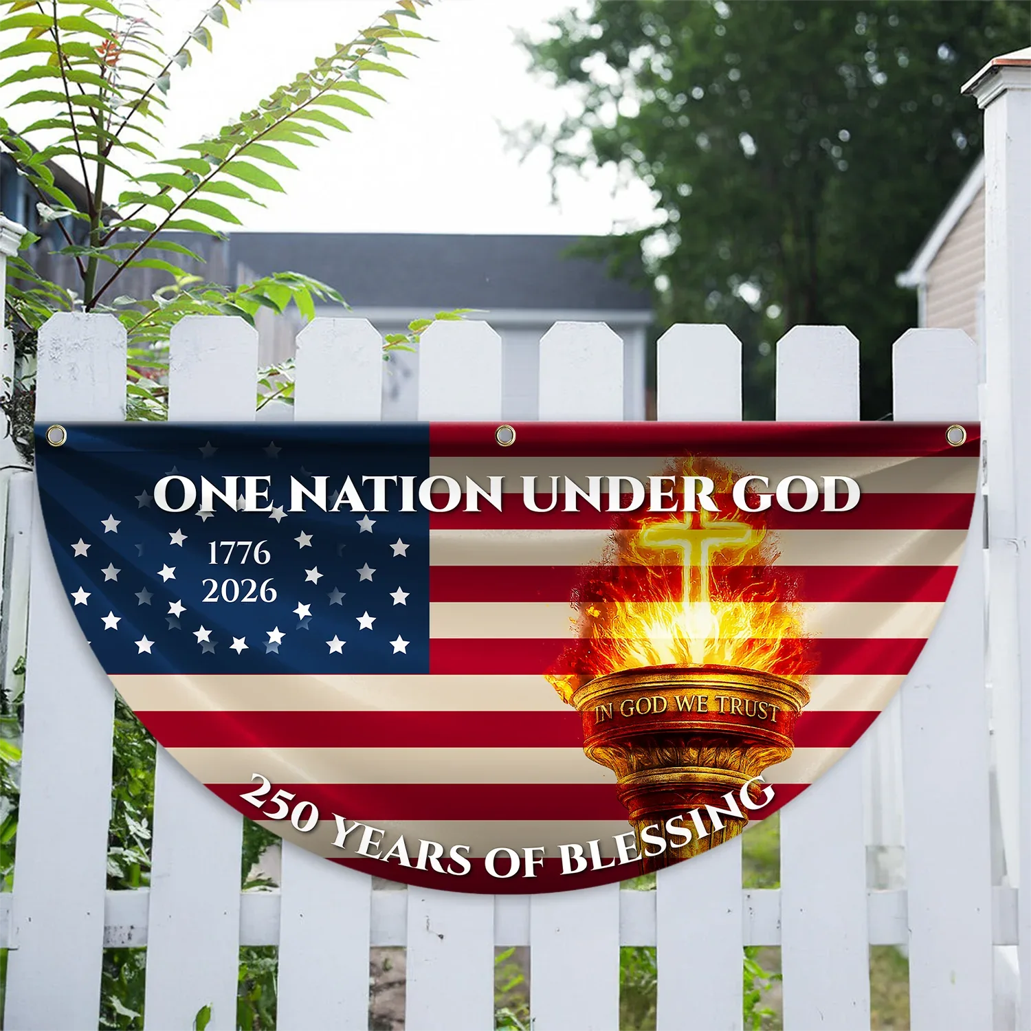 One Nation Under God 250 Years of Blessing Fan Flag