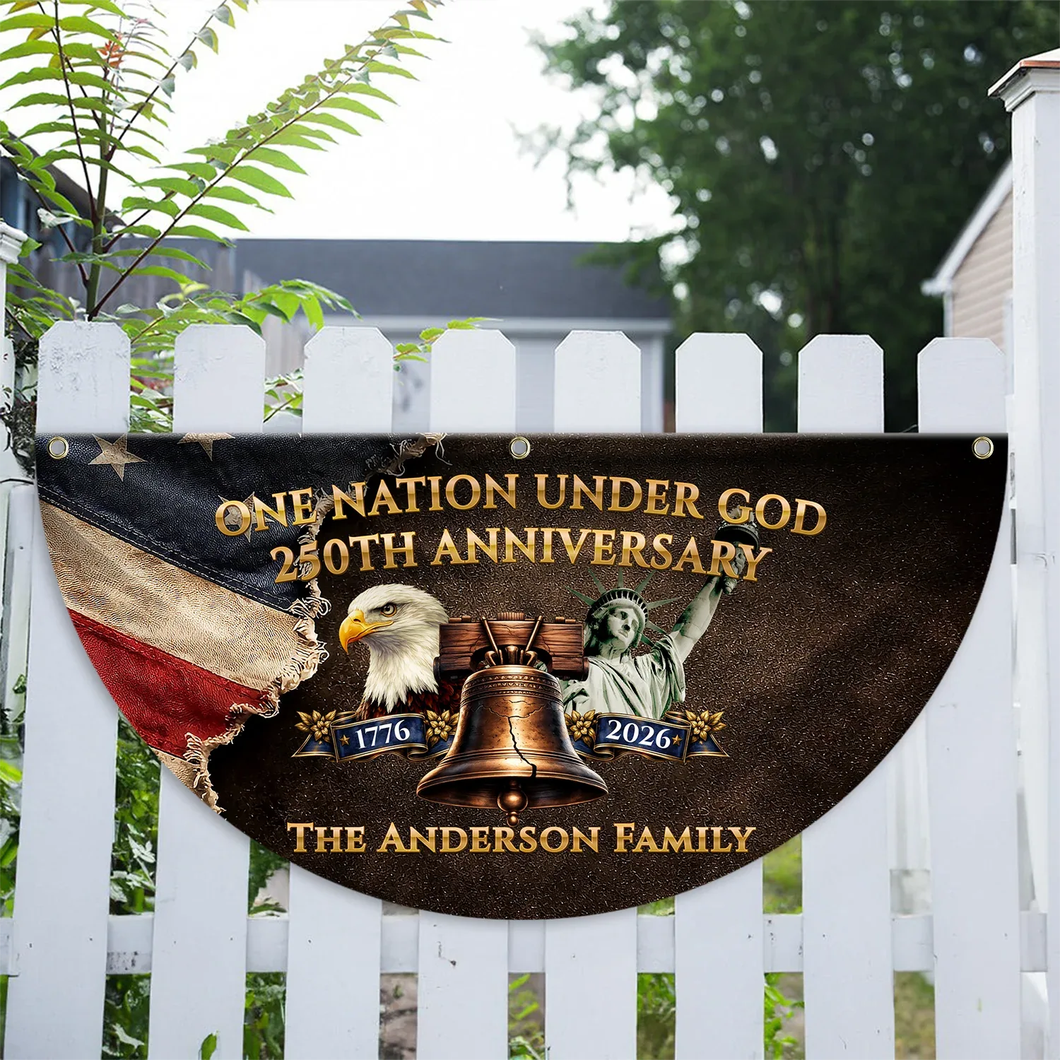 Personalized One Nation Under God 250th Anniversary Fan Flag