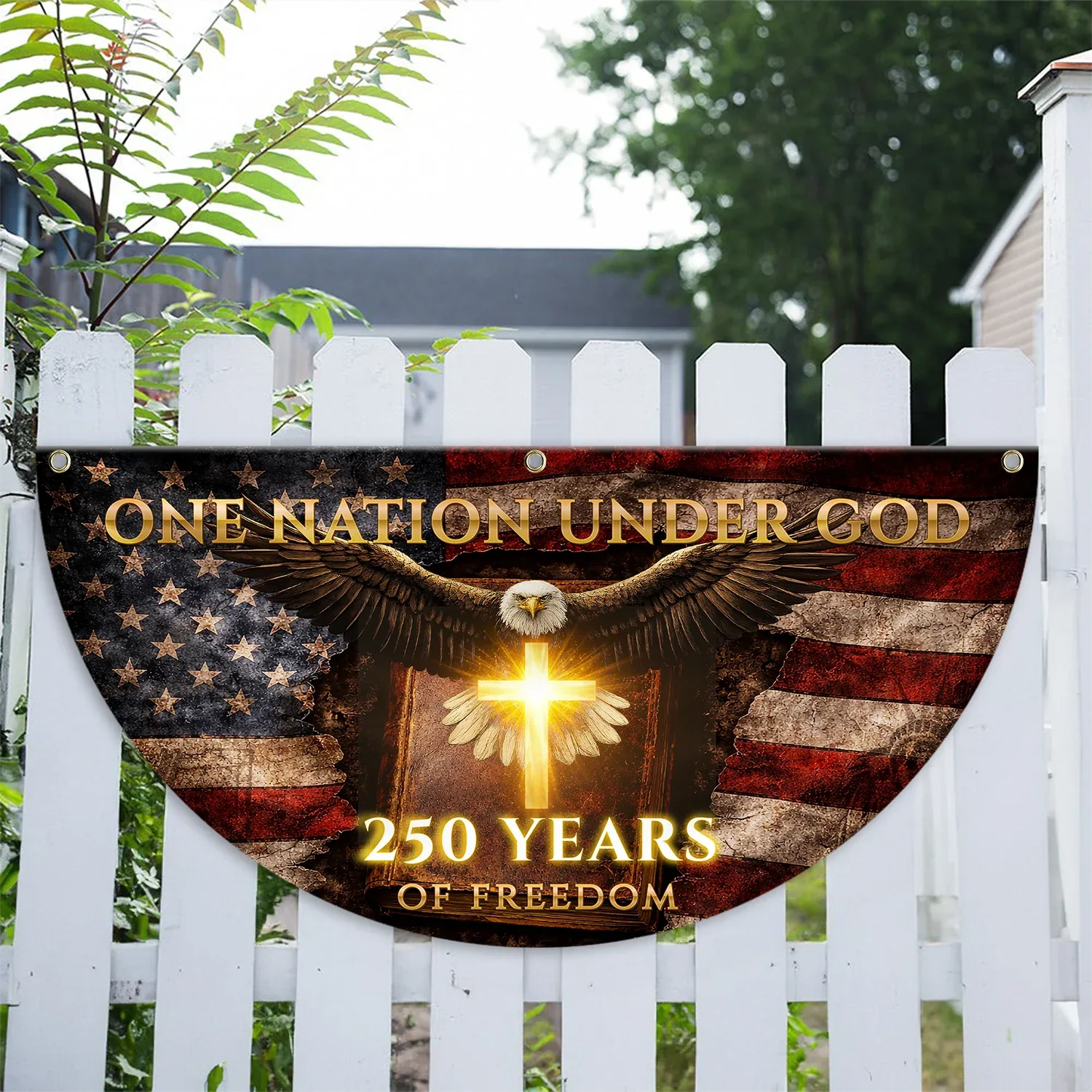 One Nation Under God 250 Years of Freedom Fan Flag