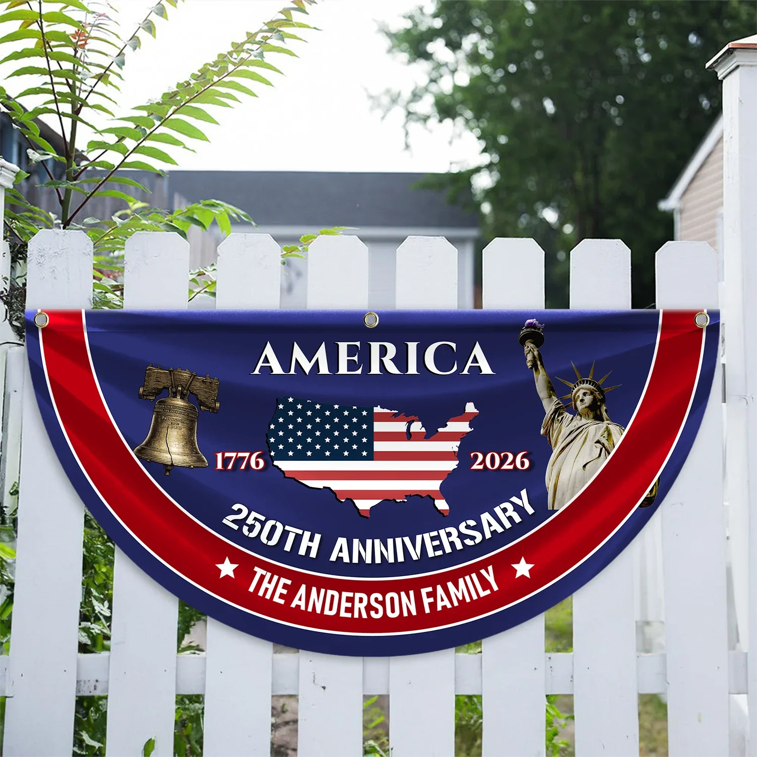 Personalized America 250th Anniversary Patriotic Fan Flag