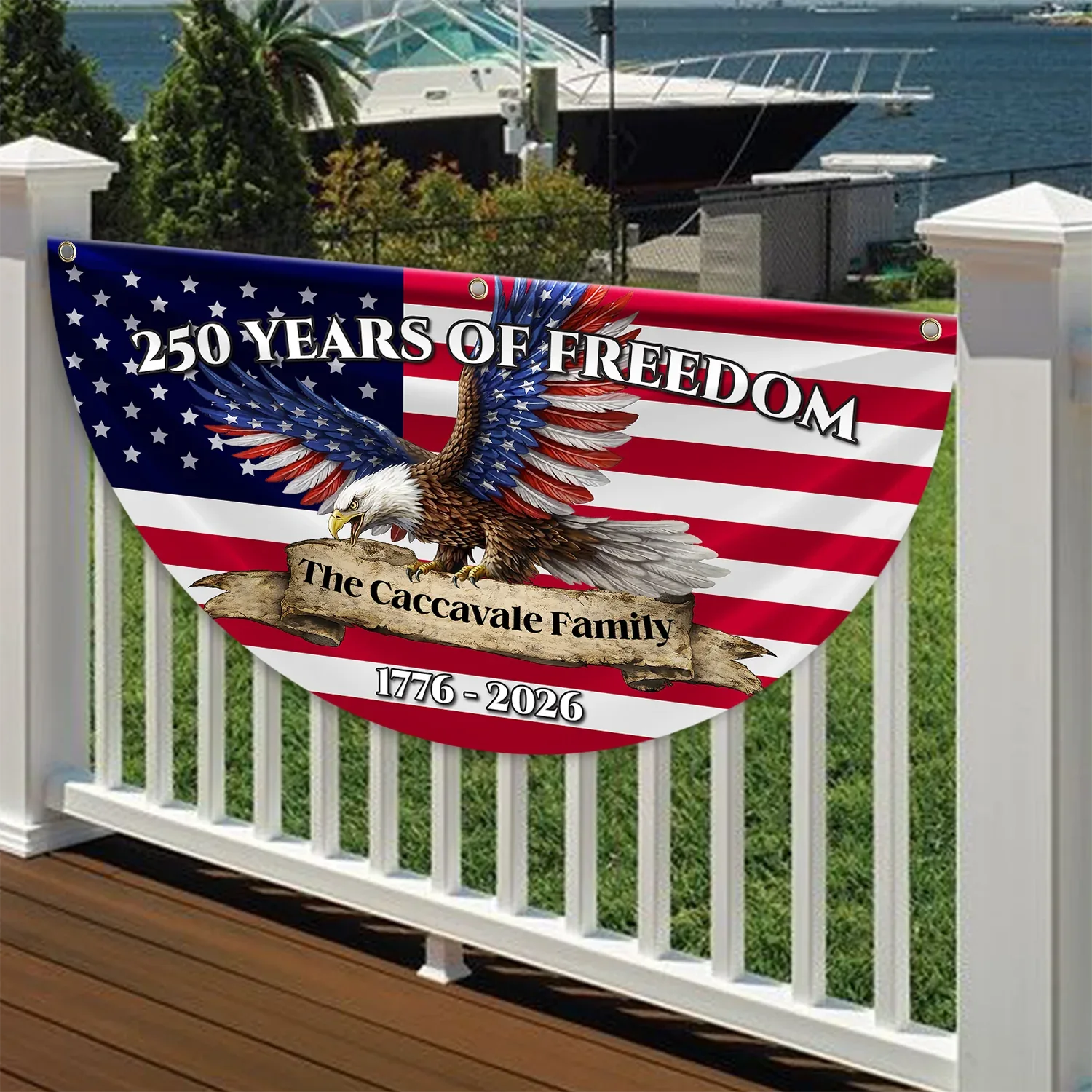 Personalized 250 Years of Freedom Eagle Fan Flag