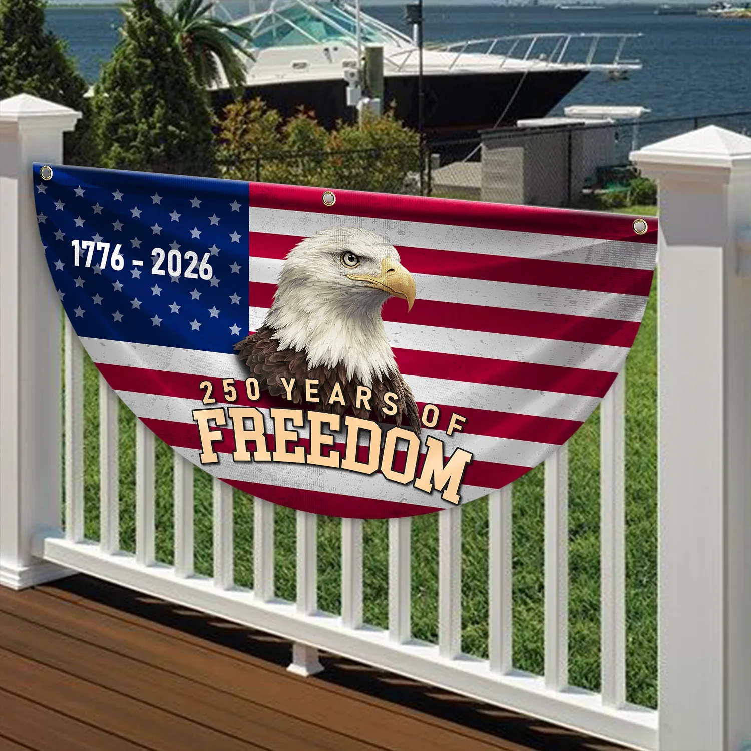 250 Years of Freedom Patriotic Eagle Fan Flag