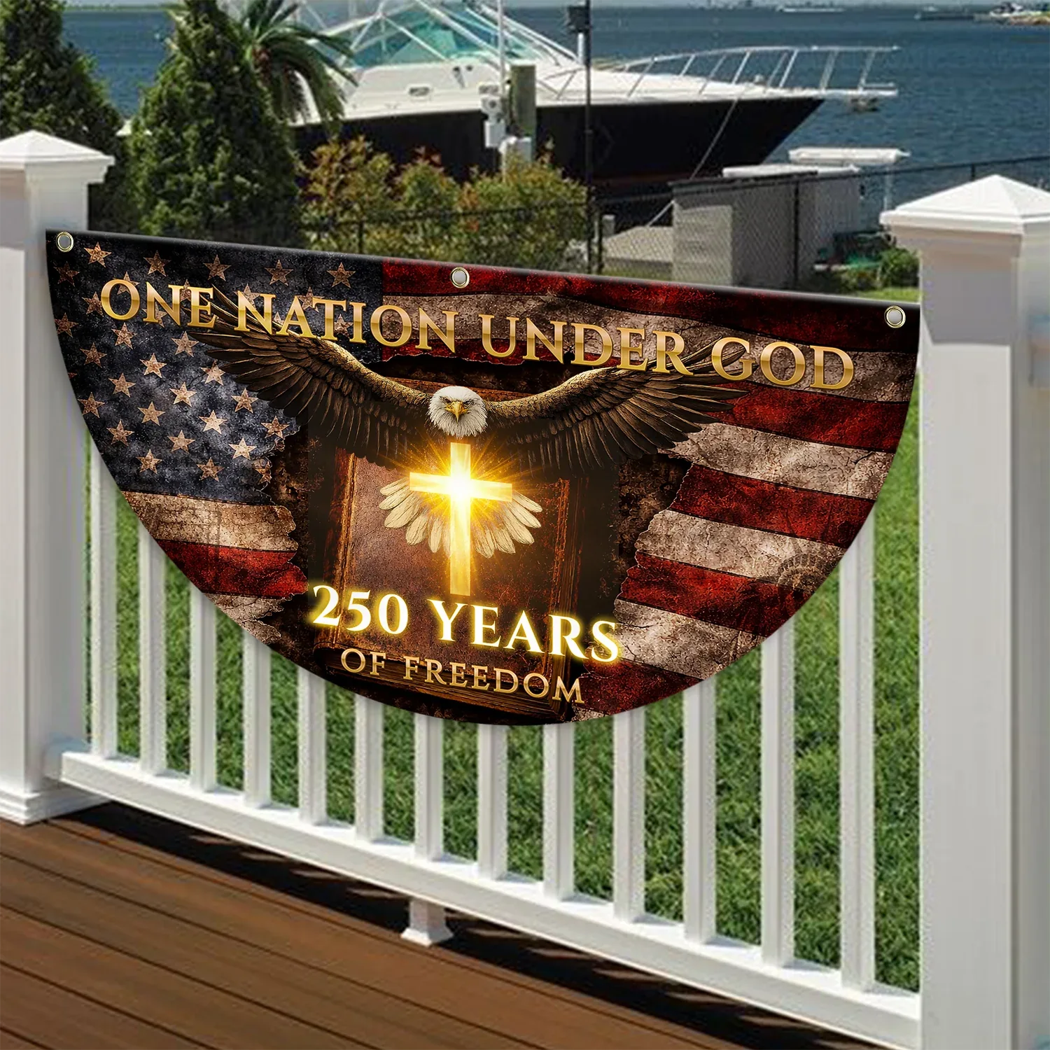 One Nation Under God 250 Years of Freedom Fan Flag