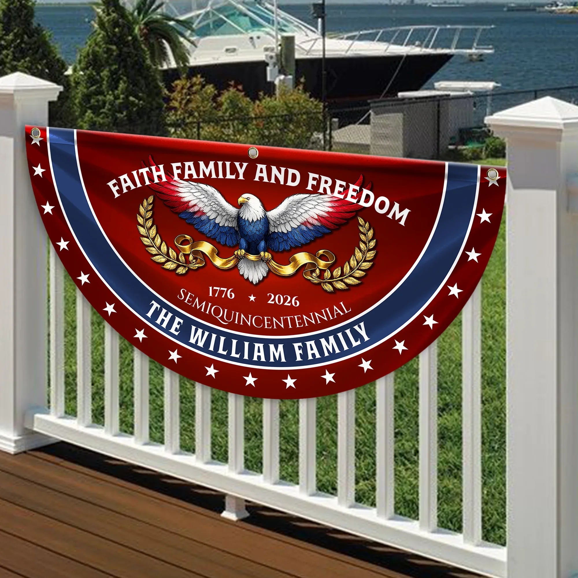 Personalized Faith Family Freedom Patriotic Fan Flag