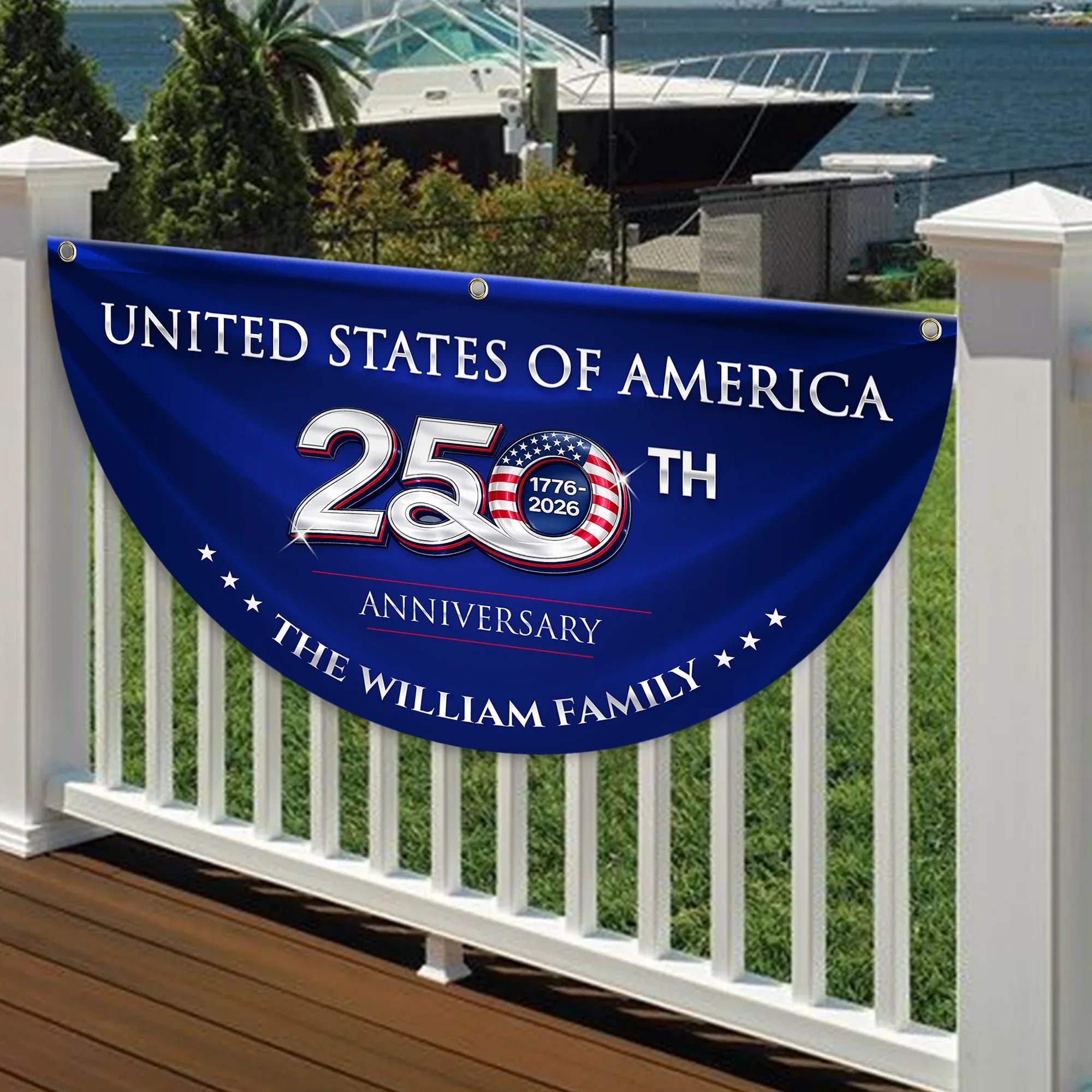 Personalized United States 250th Anniversary Patriotic Fan Flag