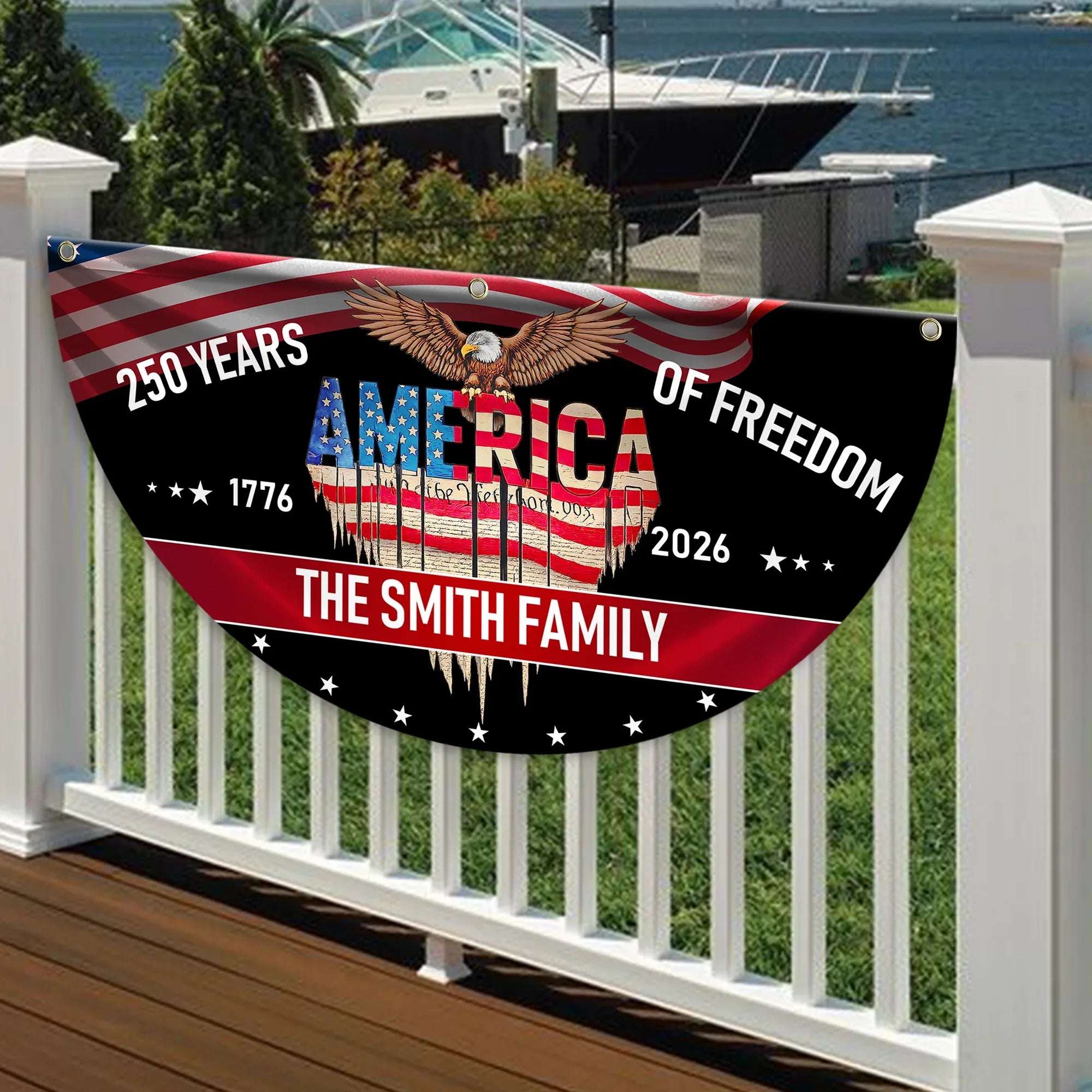 Personalized 250 Years of Freedom Patriotic Fan Flag