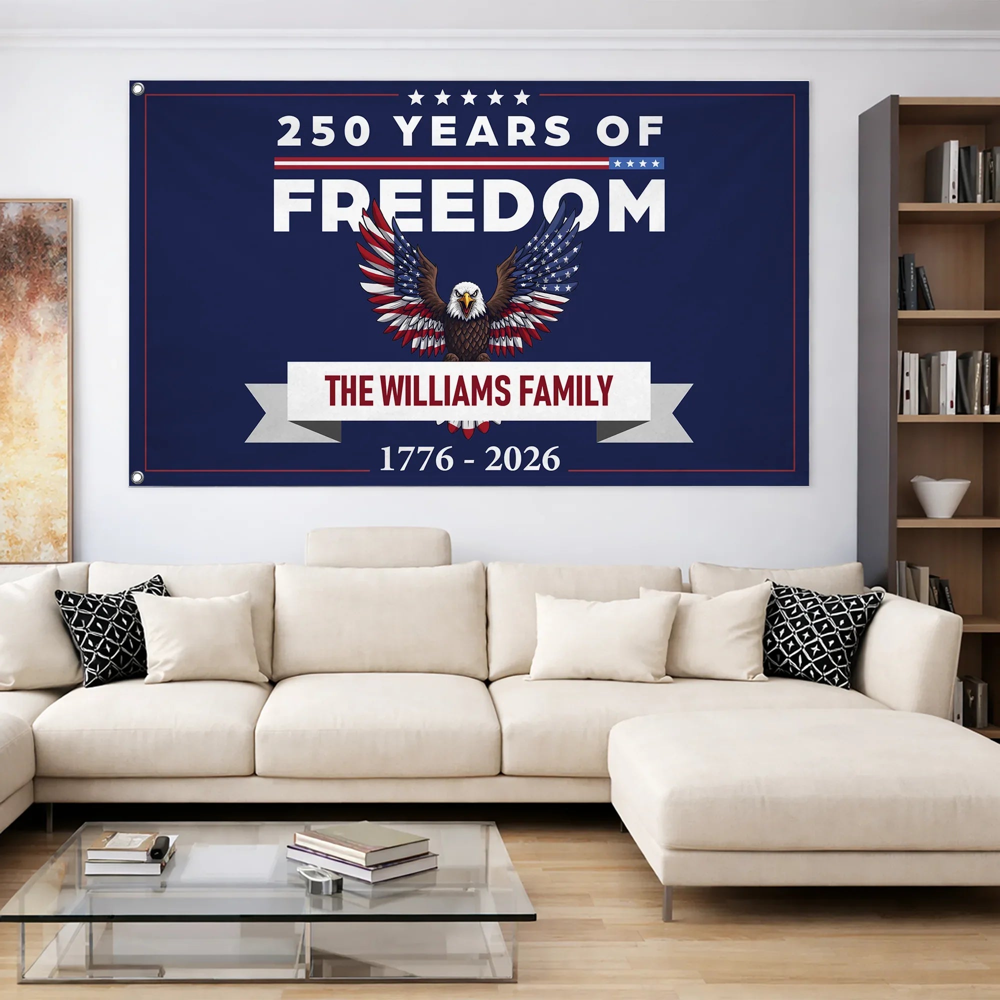 Personalized 250 Years of Freedom Patriotic Eagle House Flag