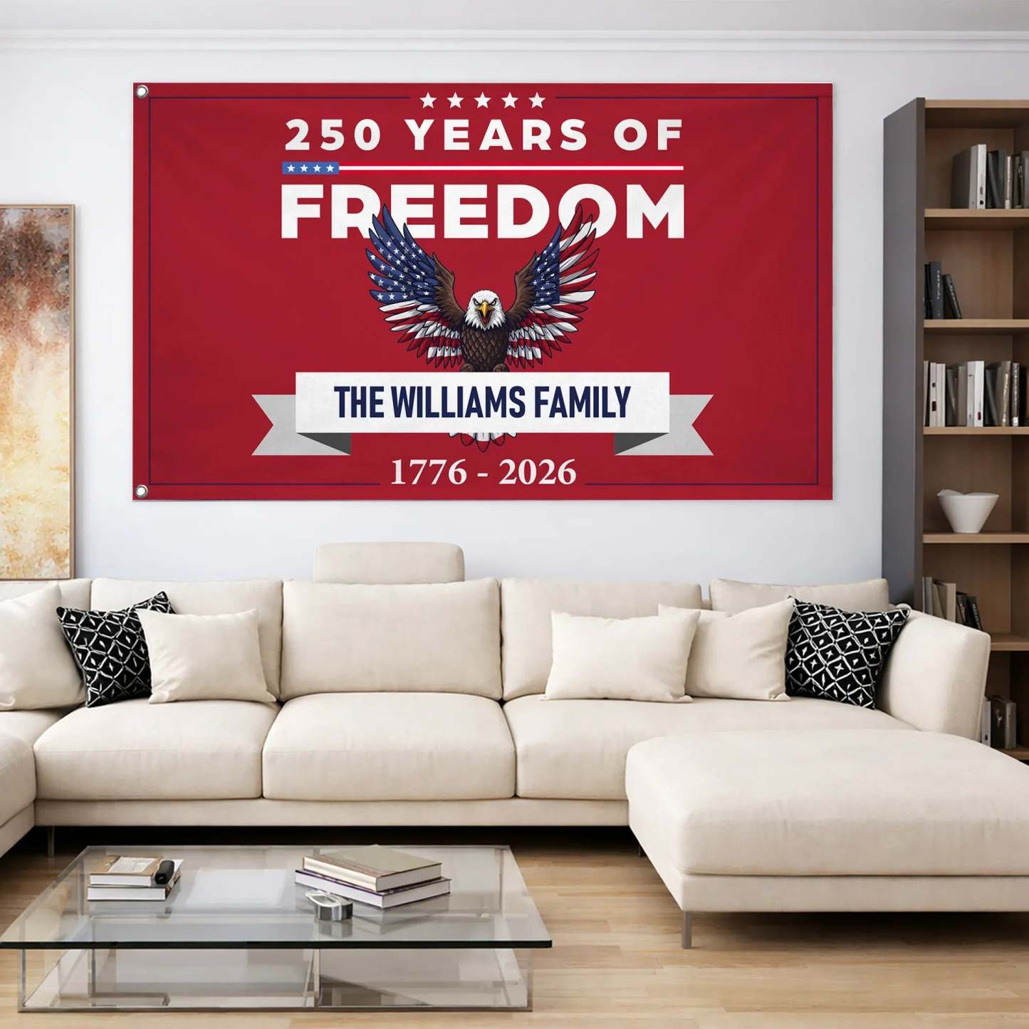 Personalized 250 Years of Freedom Patriotic Eagle House Flag