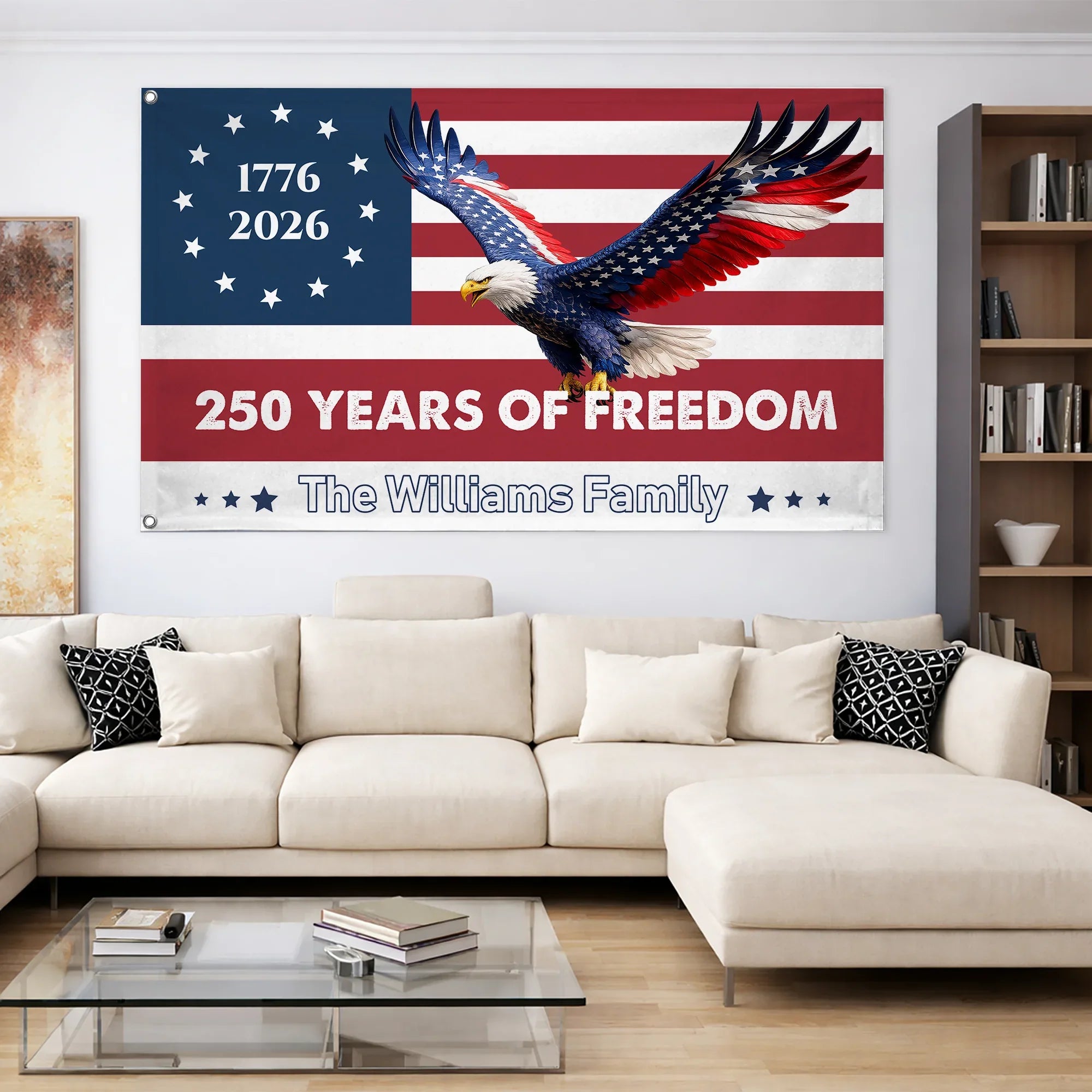 Personalized 250 Years of Freedom Eagle House Flag