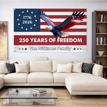 Personalized 250 Years of Freedom Eagle House Flag