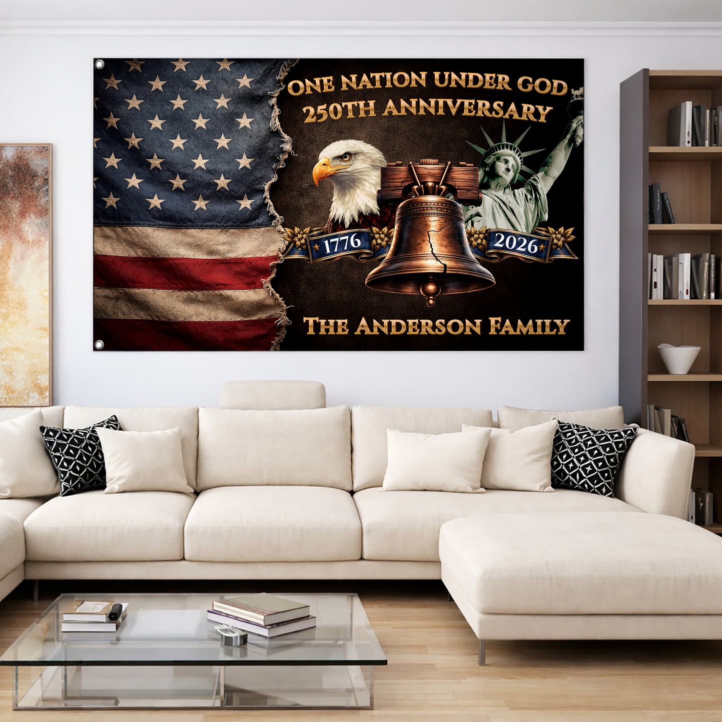 Personalized One Nation Under God 250th Anniversary House Flag